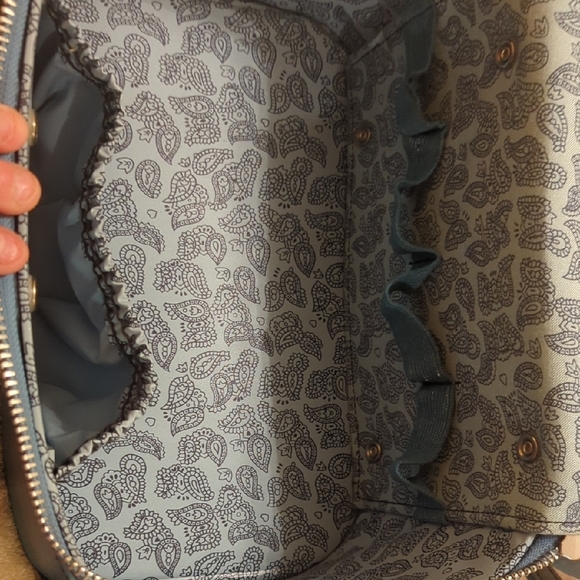 Blue Faux Leather Vintage Train Case - Picture 3 of 11